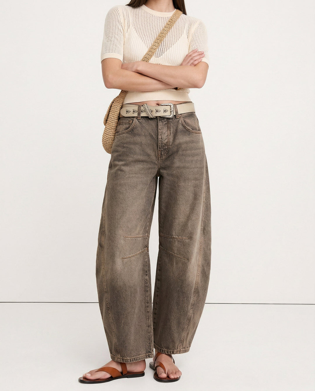 Malvine | Barrel Leg Cotton Denim Jeans