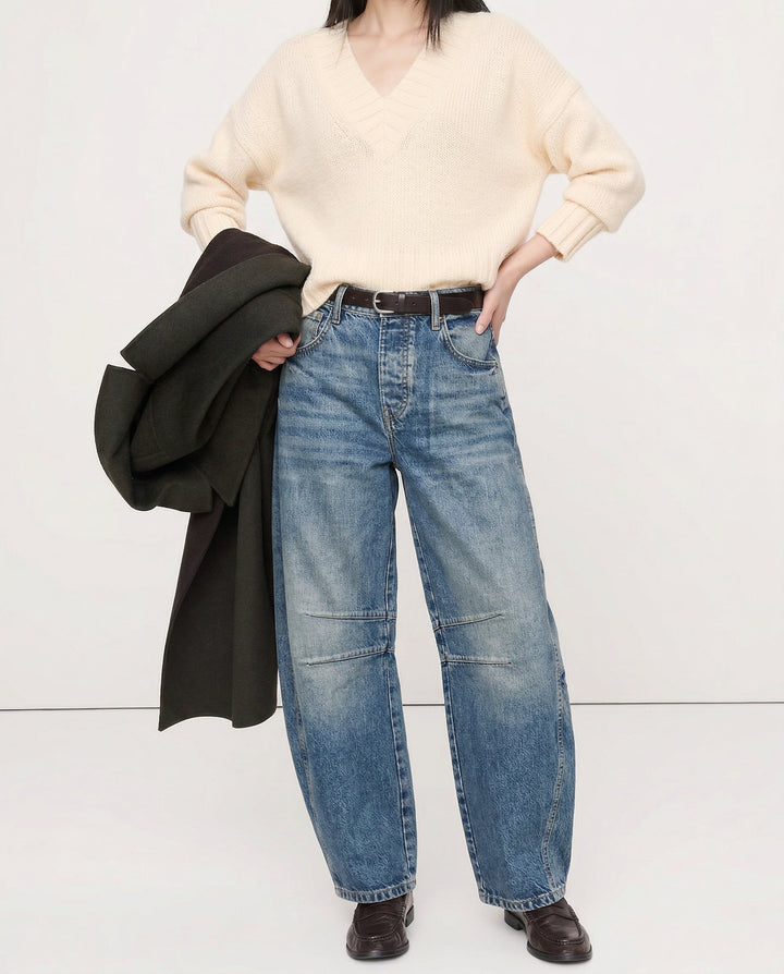 Malvine | Barrel Leg Cotton Denim Jeans