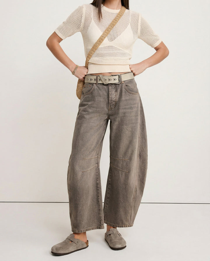 Malvine | Barrel Leg Cotton Denim Jeans