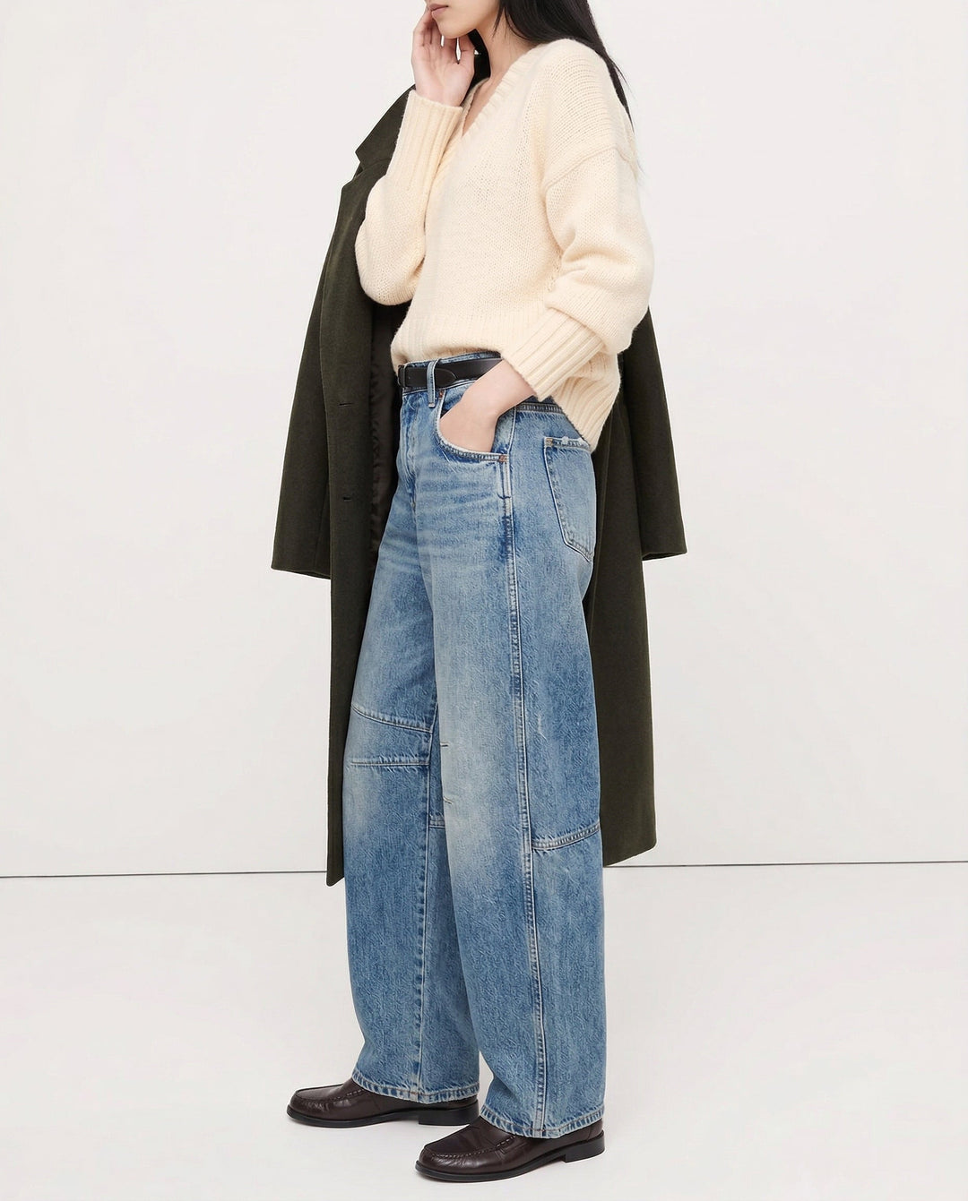Malvine | Barrel Leg Cotton Denim Jeans