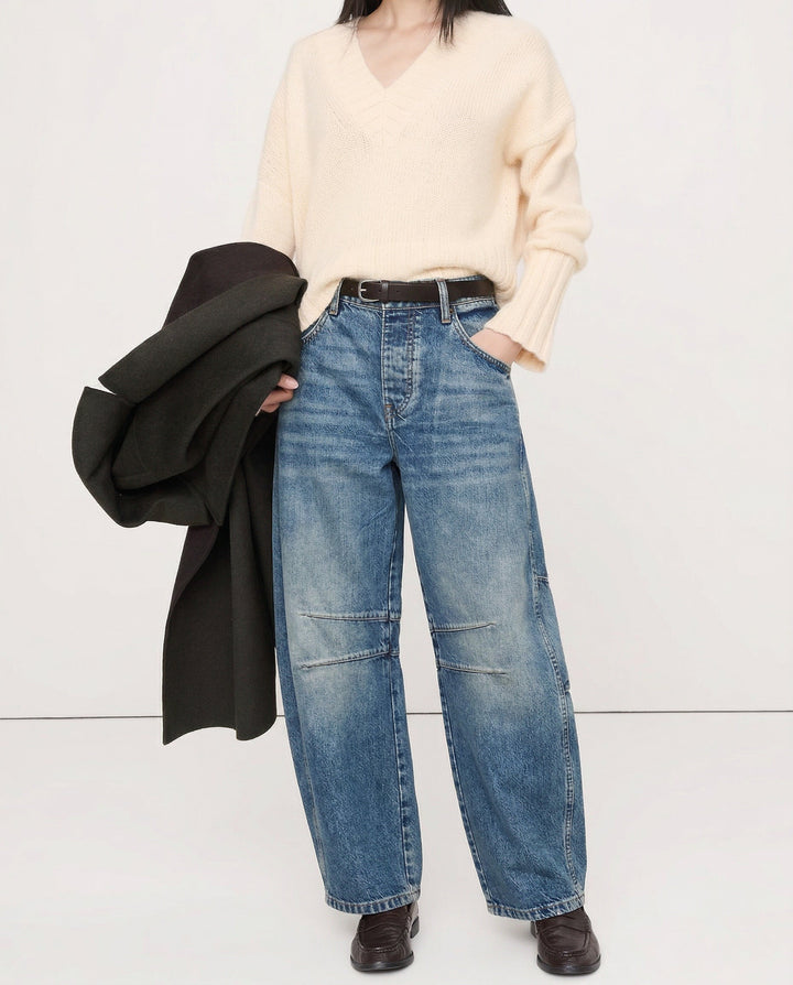 Malvine | Barrel Leg Cotton Denim Jeans