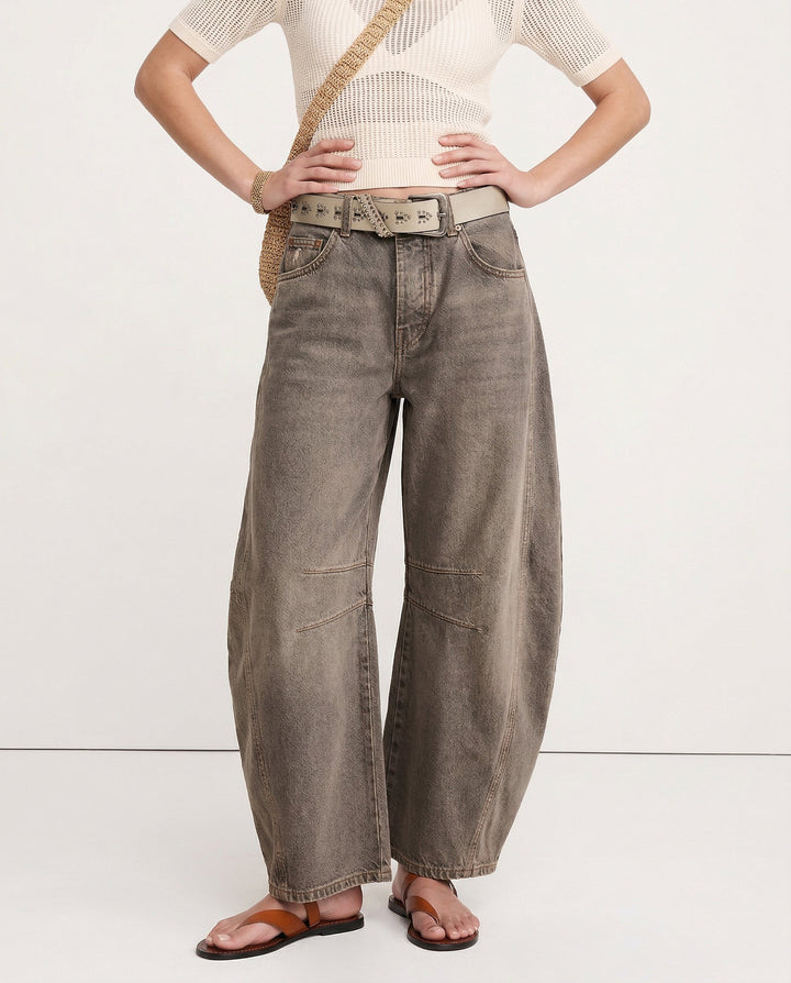 Malvine | Barrel Leg Cotton Denim Jeans