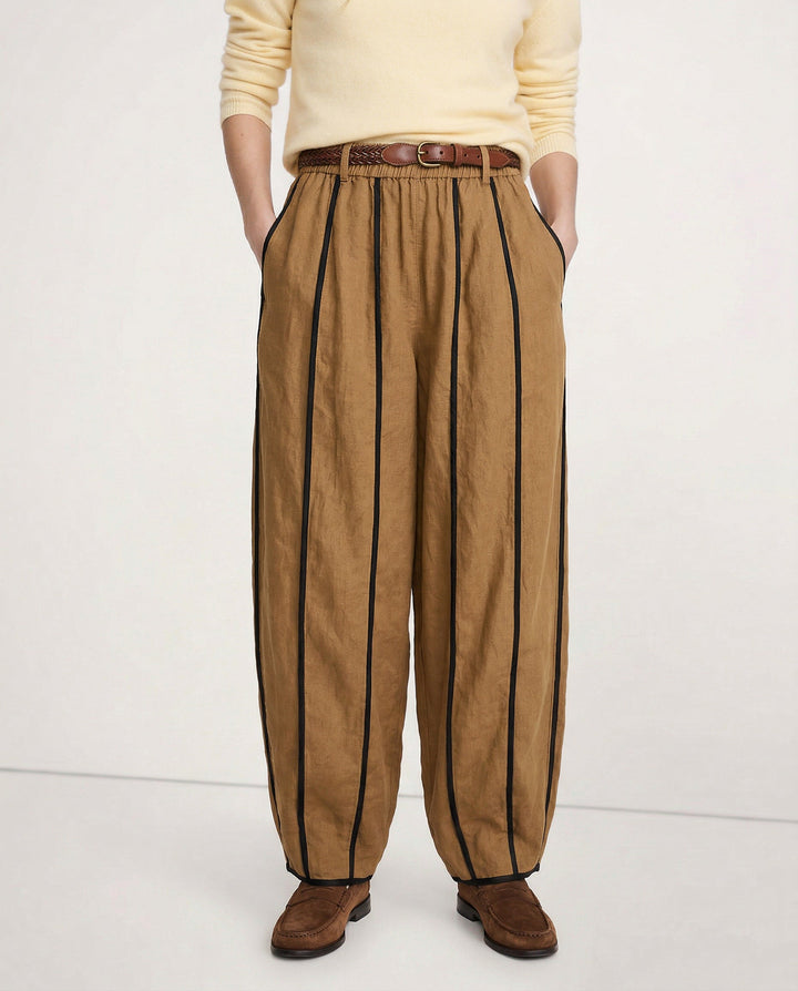 Muguette | Striped Linen Blend Wide Leg Pants