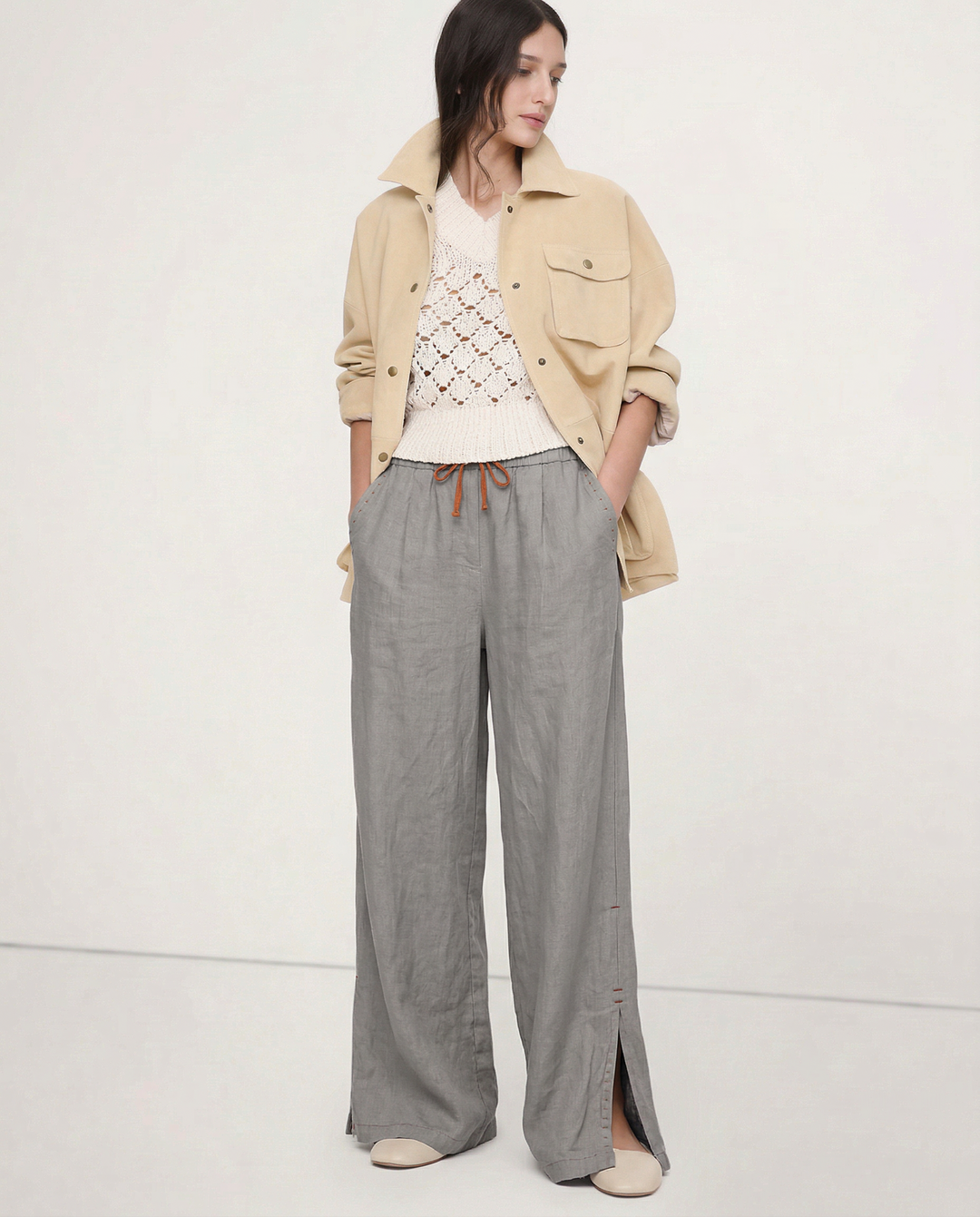 Odilia | Cotton Linen Drawstring Trousers