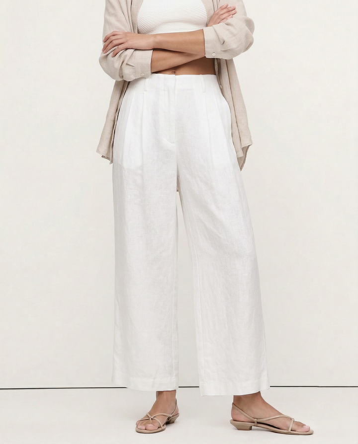 Valentina | Deep Pleated Linen Blend Pants