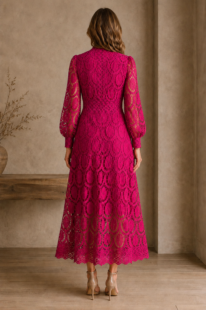 French Lace Evening Dress back view