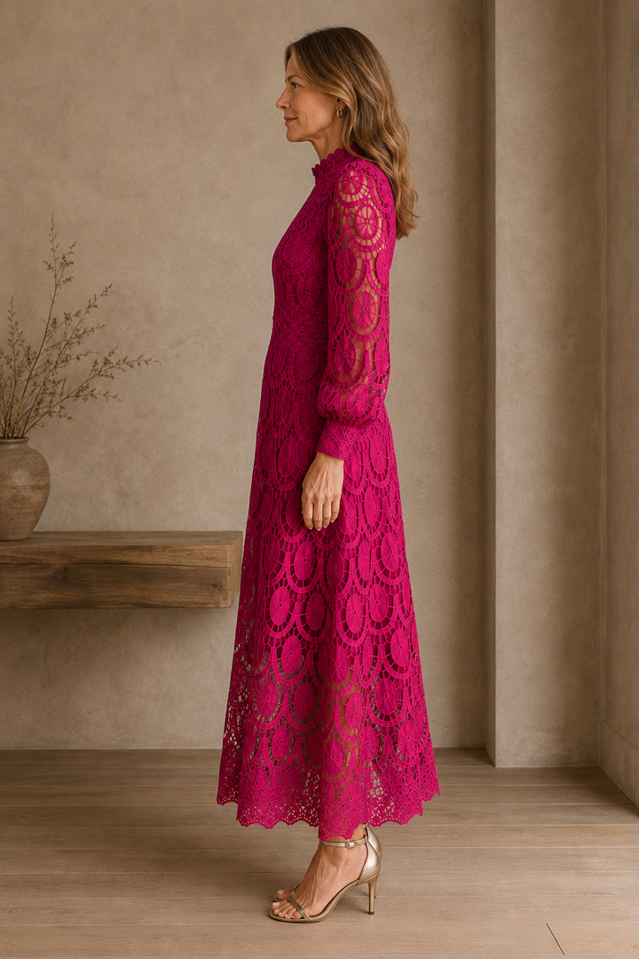 French Lace Evening Dress side view