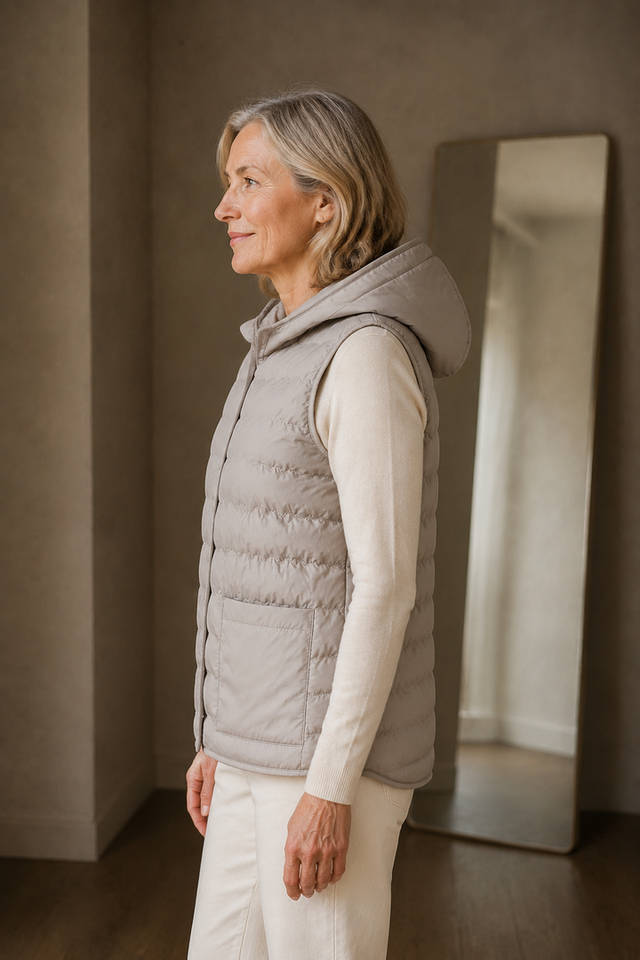 Gabrielle | 90% Down Hooded Vest - Grey