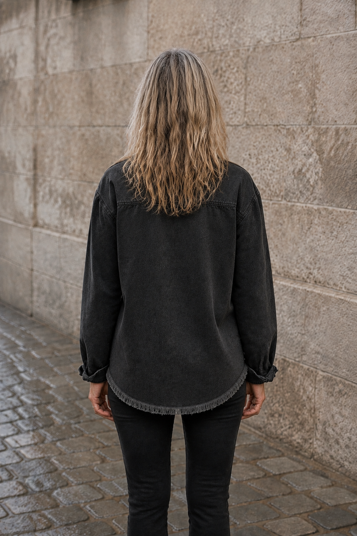 Genevieve | Heavy Denim Jacket, Roomy - Black