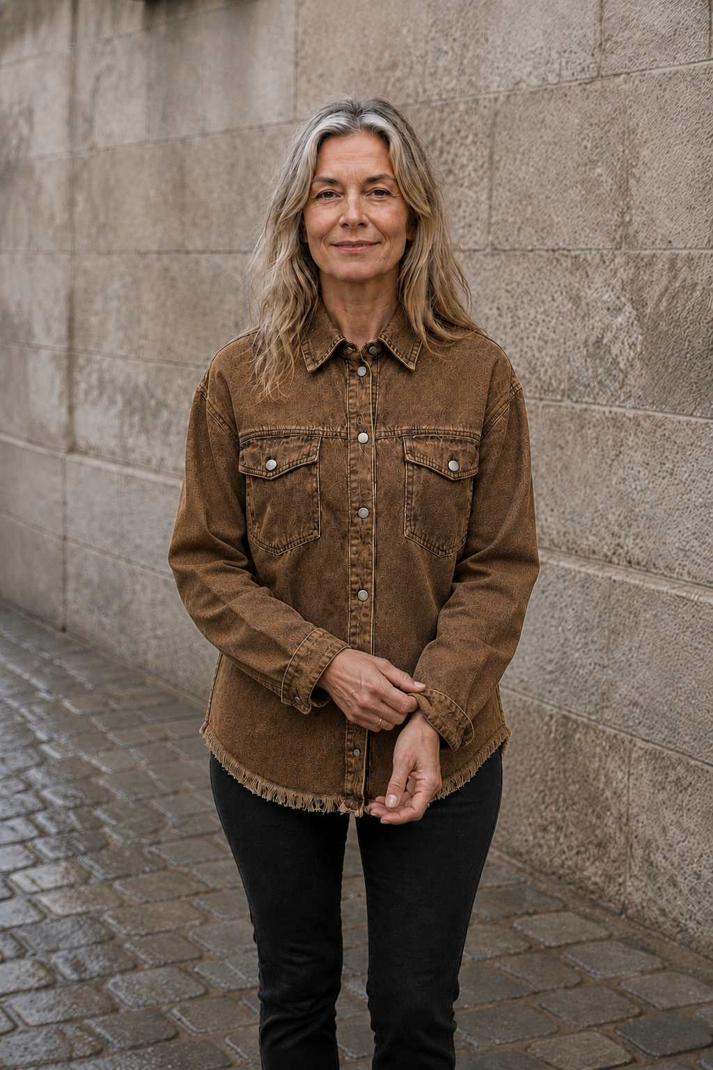 Genevieve | Heavy Denim Jacket, Roomy - Brown