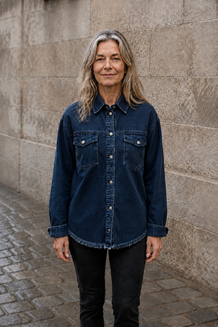 Genevieve | Heavy Denim Jacket, Roomy - Dark Blue