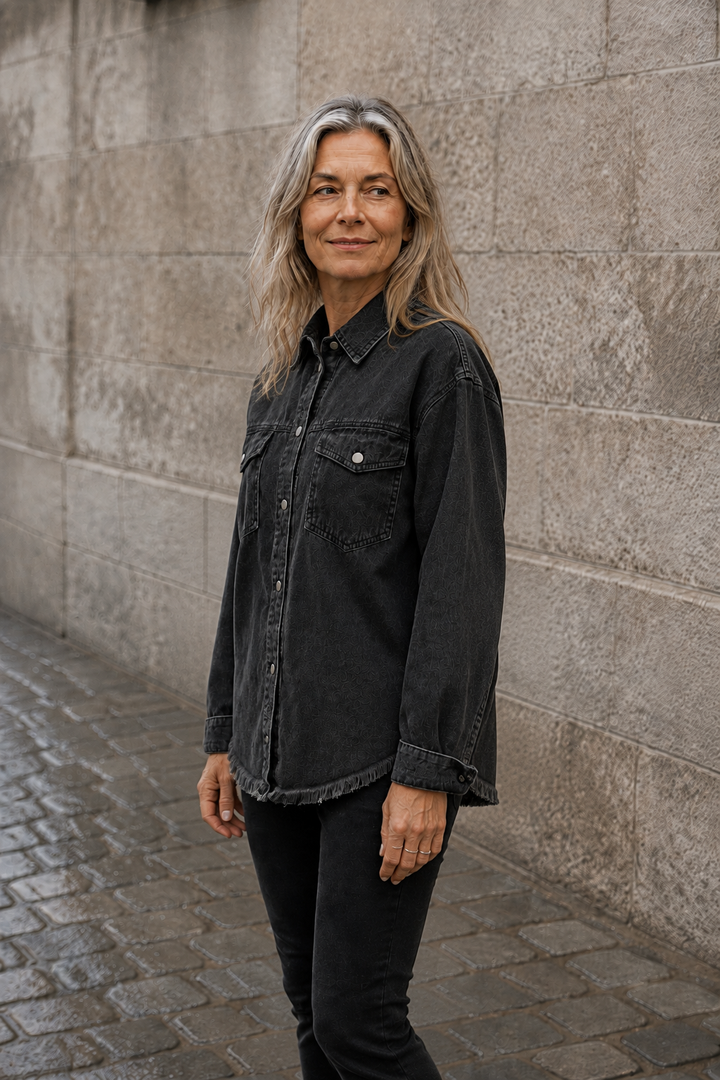 Genevieve | Heavy Denim Jacket, Roomy - Black