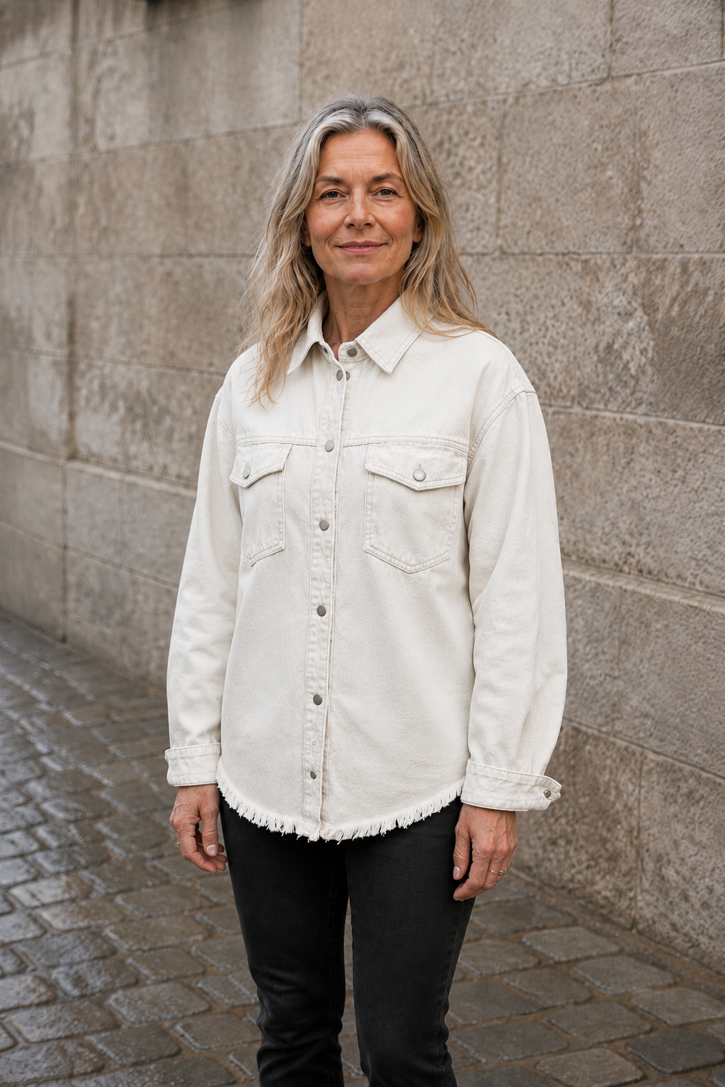 Genevieve | Heavy Denim Jacket, Roomy - White