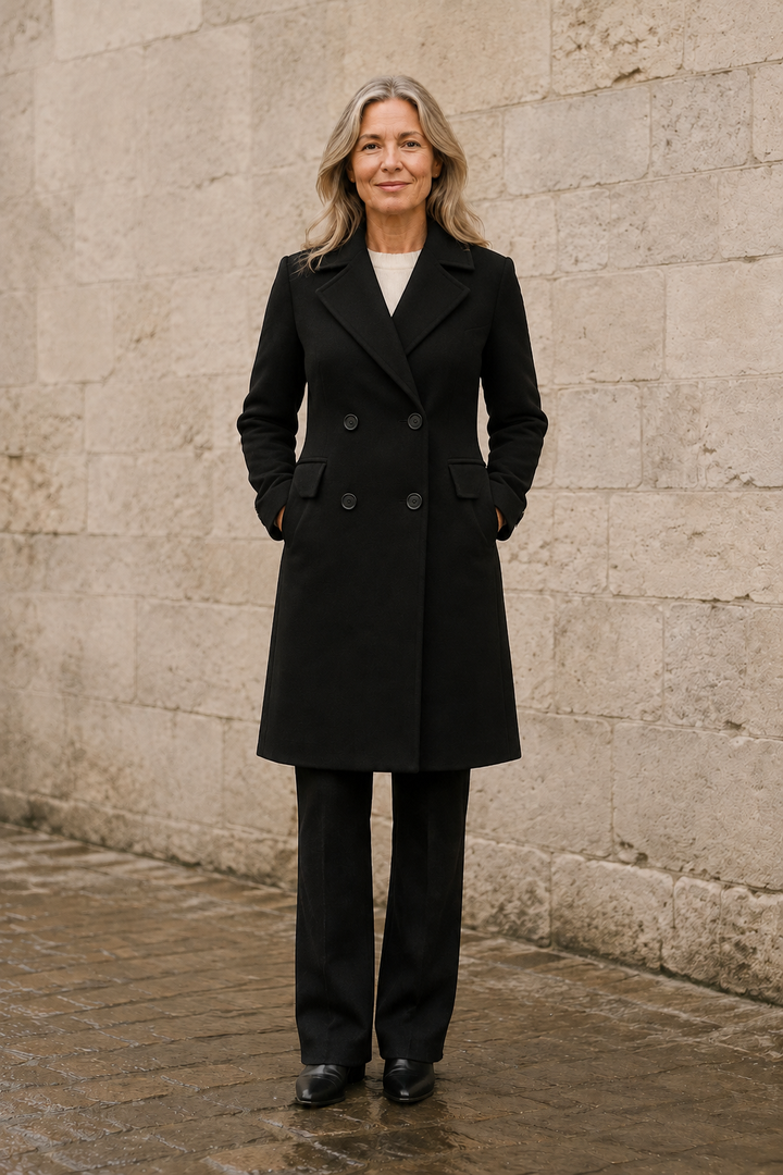 Georgette | Double-Breasted Overcoat - Black