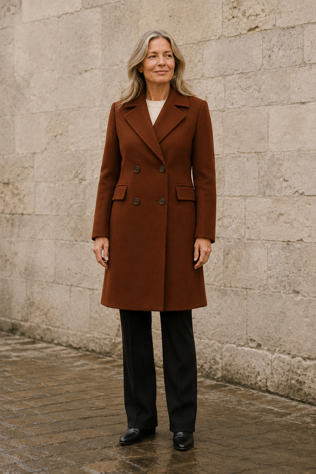 Georgette | Double-Breasted Overcoat - Brown