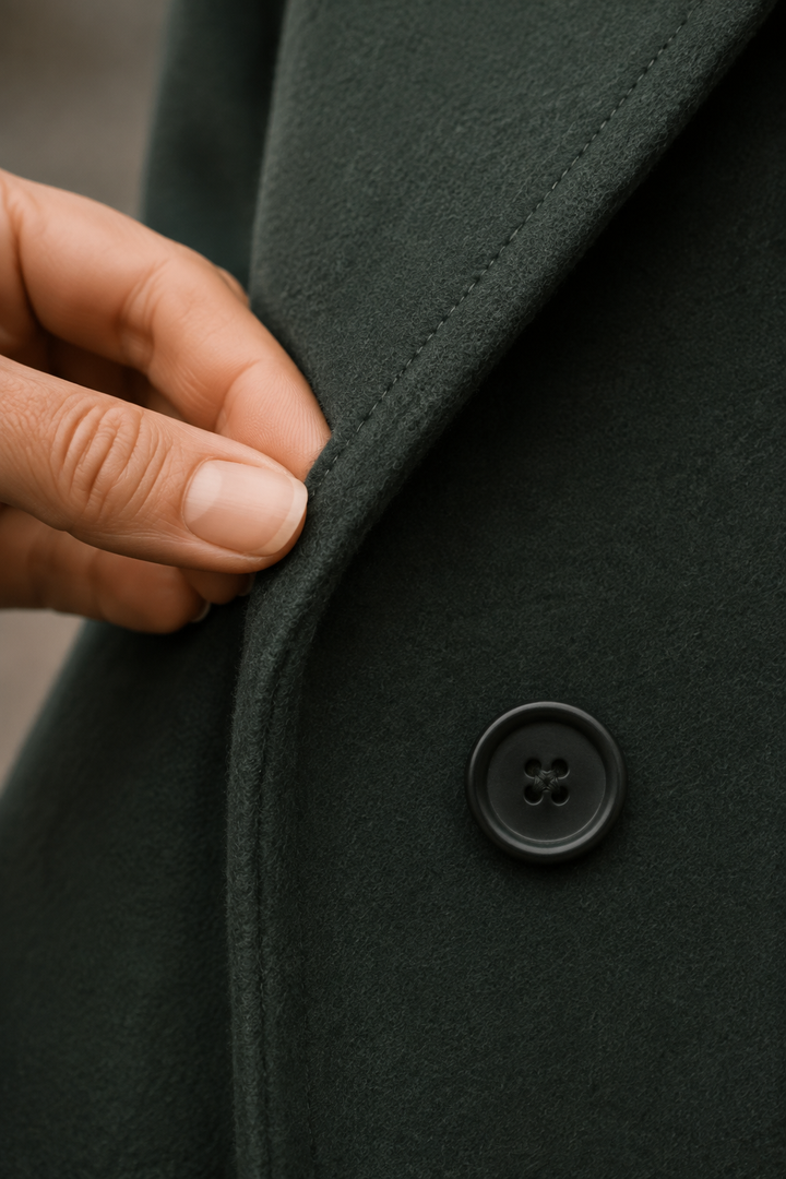 Georgette | Double-Breasted Overcoat - fabric close-up