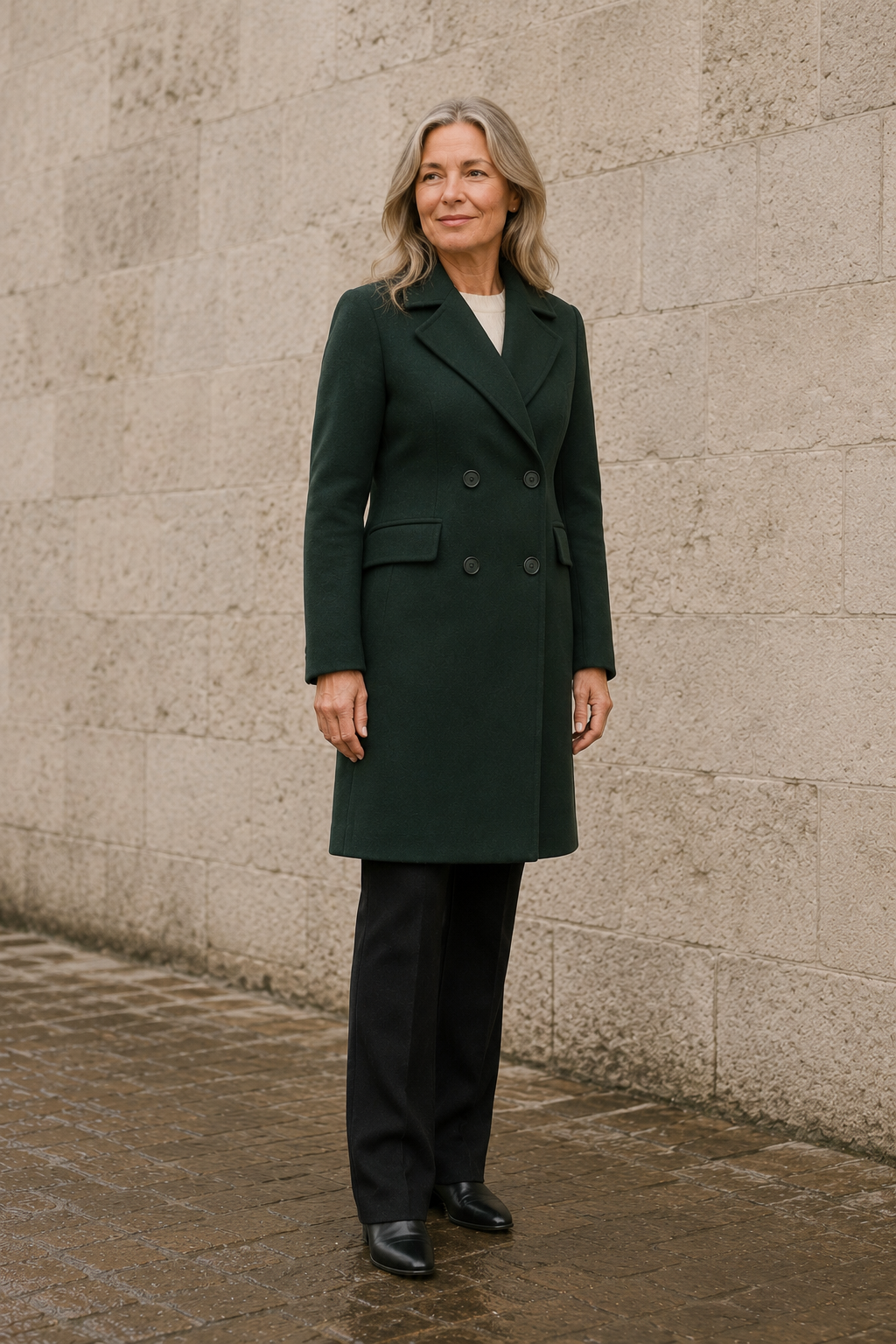 Georgette | Double-Breasted Overcoat - Green