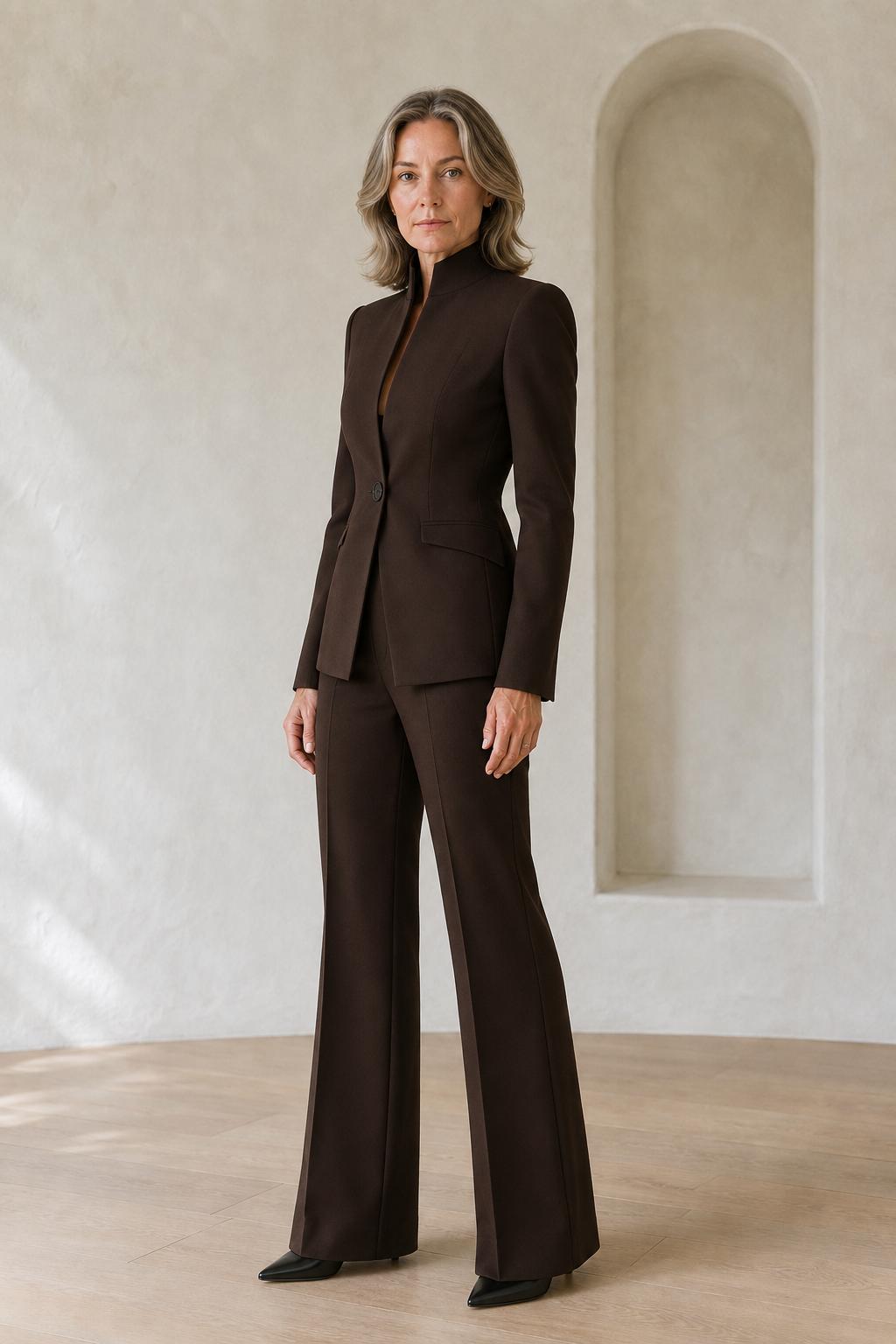 Germaine | Slim Blazer and Trouser Set - Brown