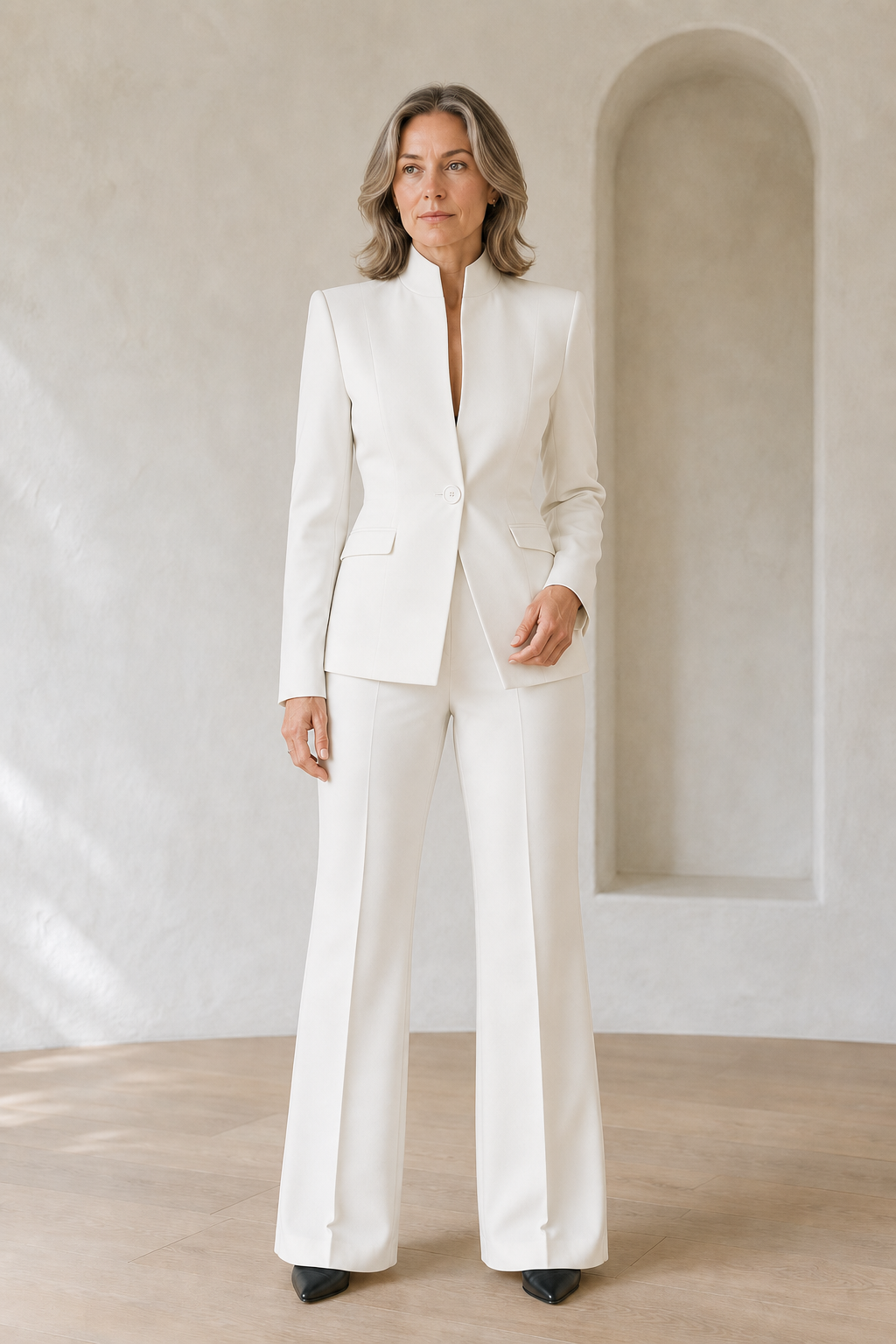 Germaine | Slim Blazer and Trouser Set - White