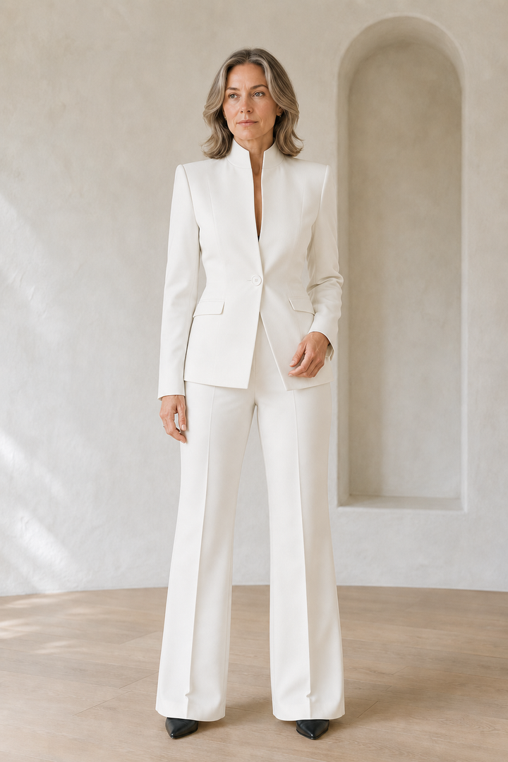 Germaine | Slim Blazer and Trouser Set - White