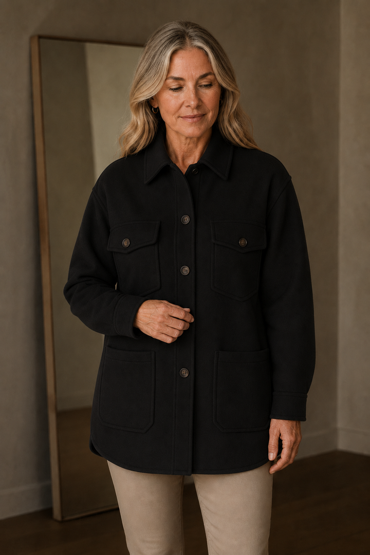 Glenda | Brushed Oversized Shirt Jacket - Black