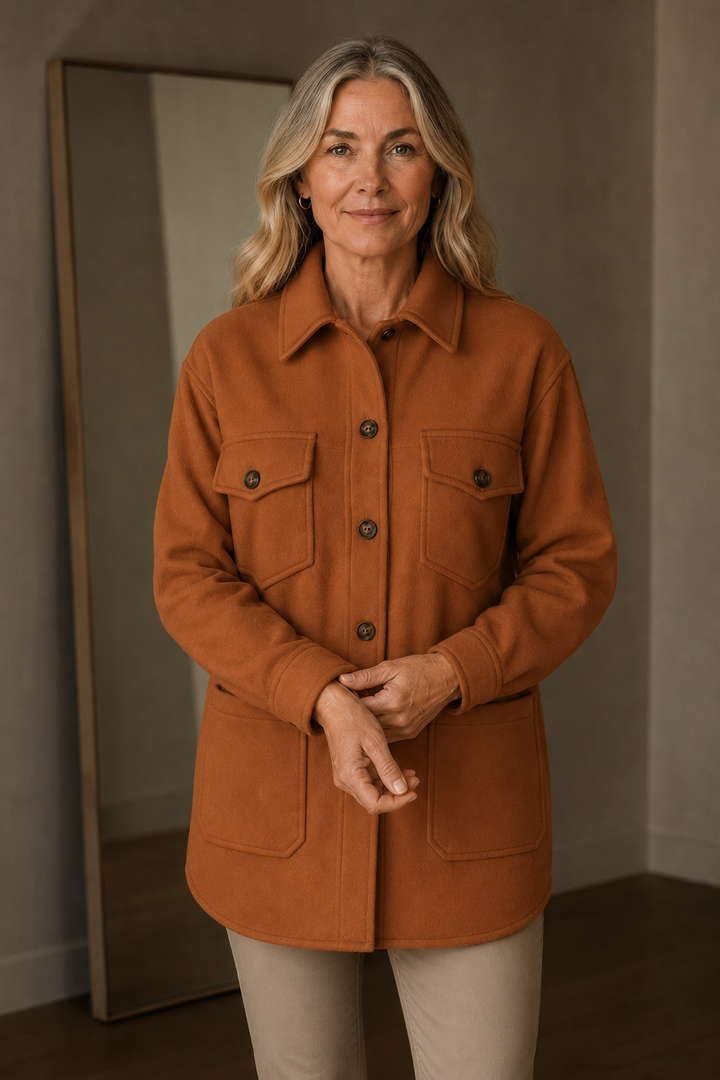 Glenda | Brushed Oversized Shirt Jacket - Caramel