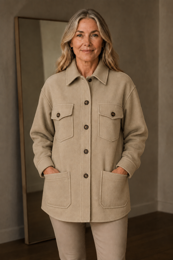 Glenda | Brushed Oversized Shirt Jacket - Khaki