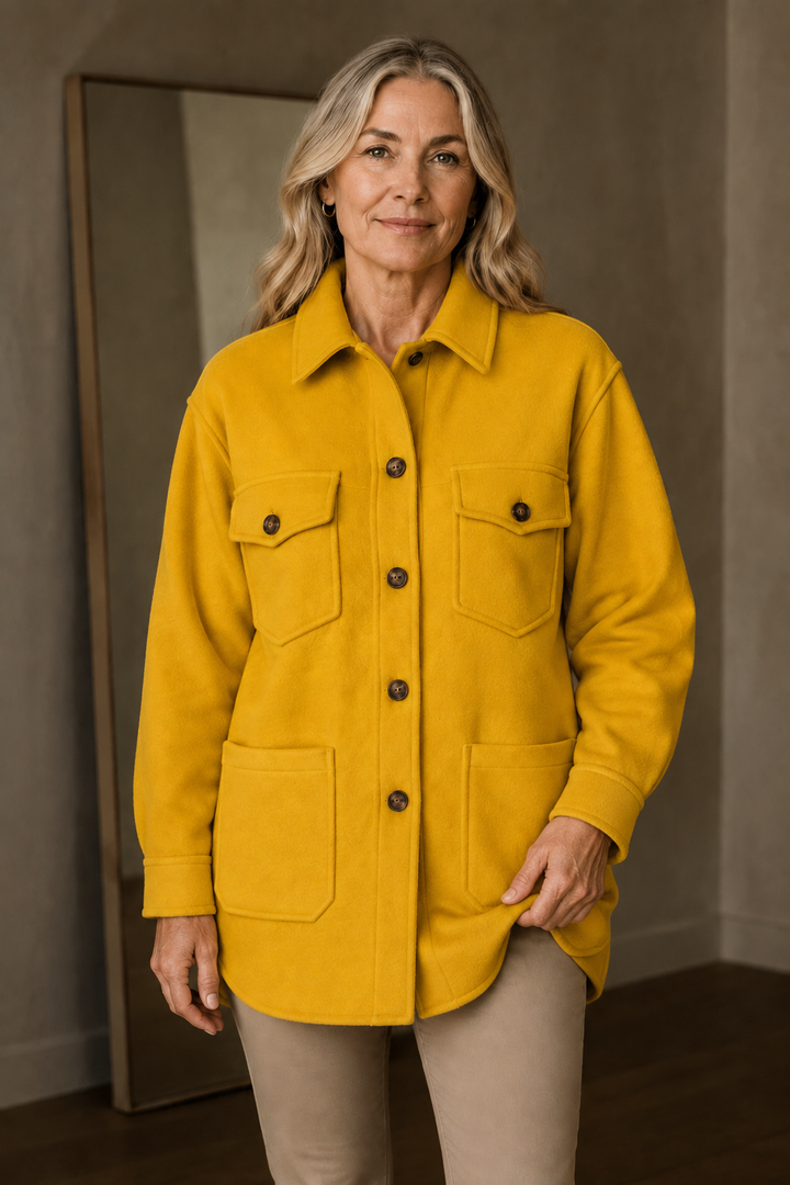 Glenda | Brushed Oversized Shirt Jacket - Yellow
