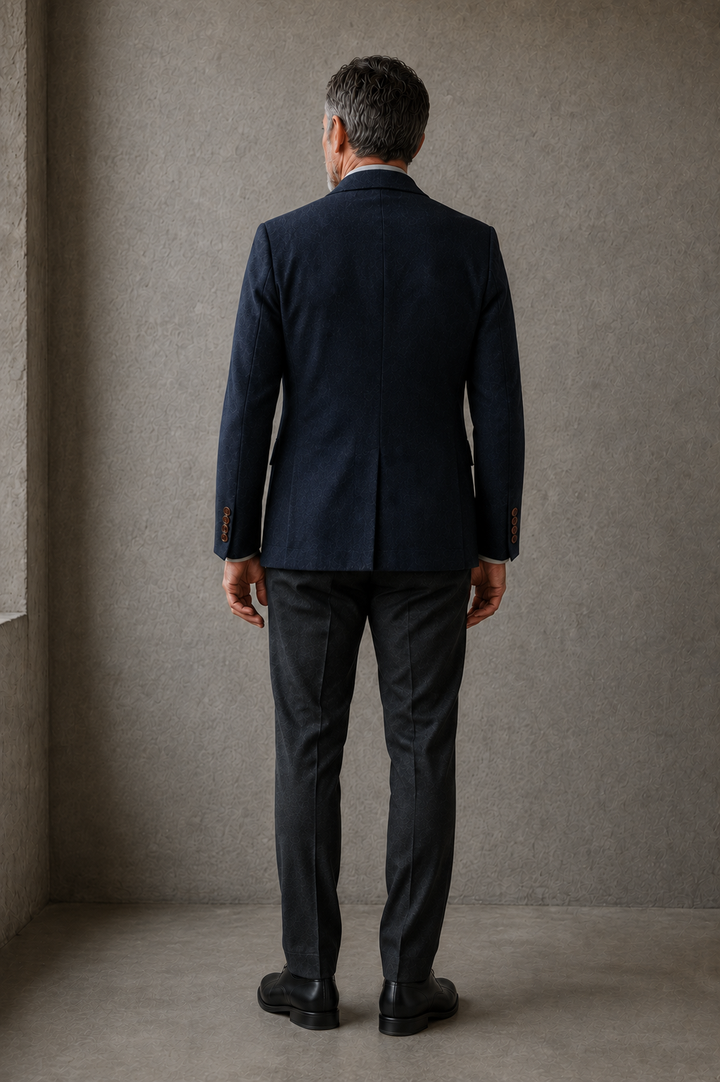 Gravedona navy herringbone blazer back