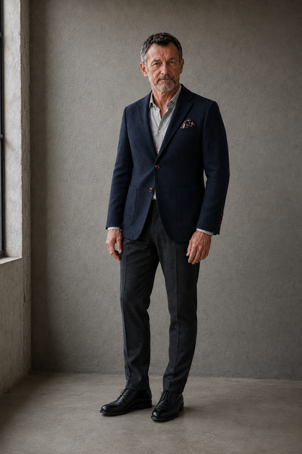 Gravedona navy herringbone blazer full front