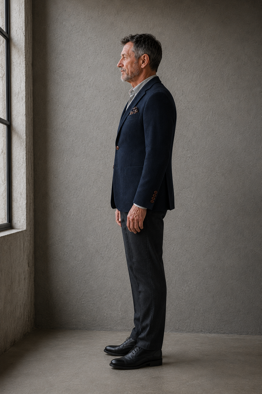 Gravedona navy herringbone blazer left side profile
