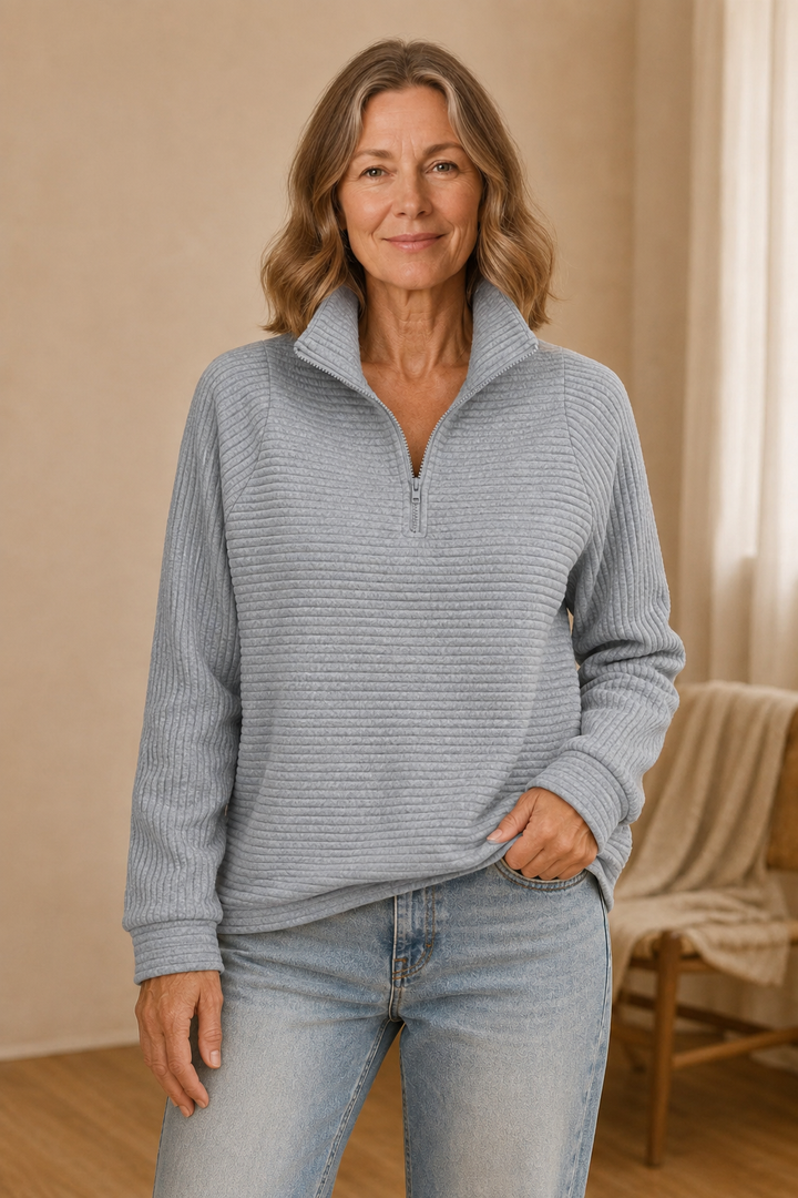 Women's Half-Zip Relaxed Sweatshirt - Gray