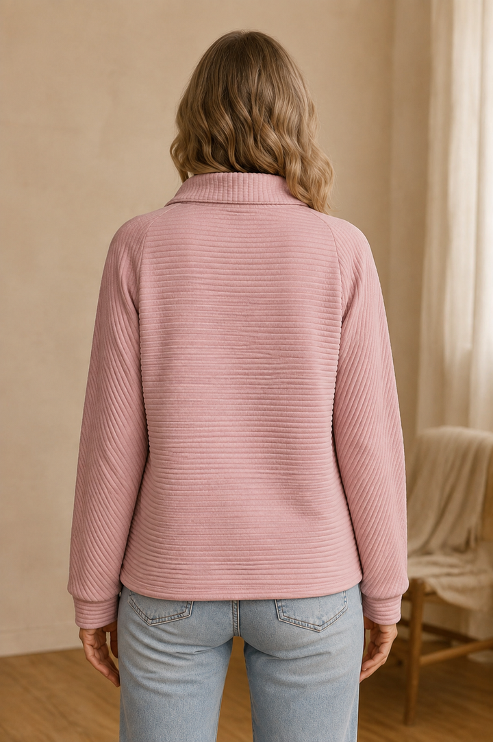 Women's Half-Zip Relaxed Sweatshirt - Light Pink