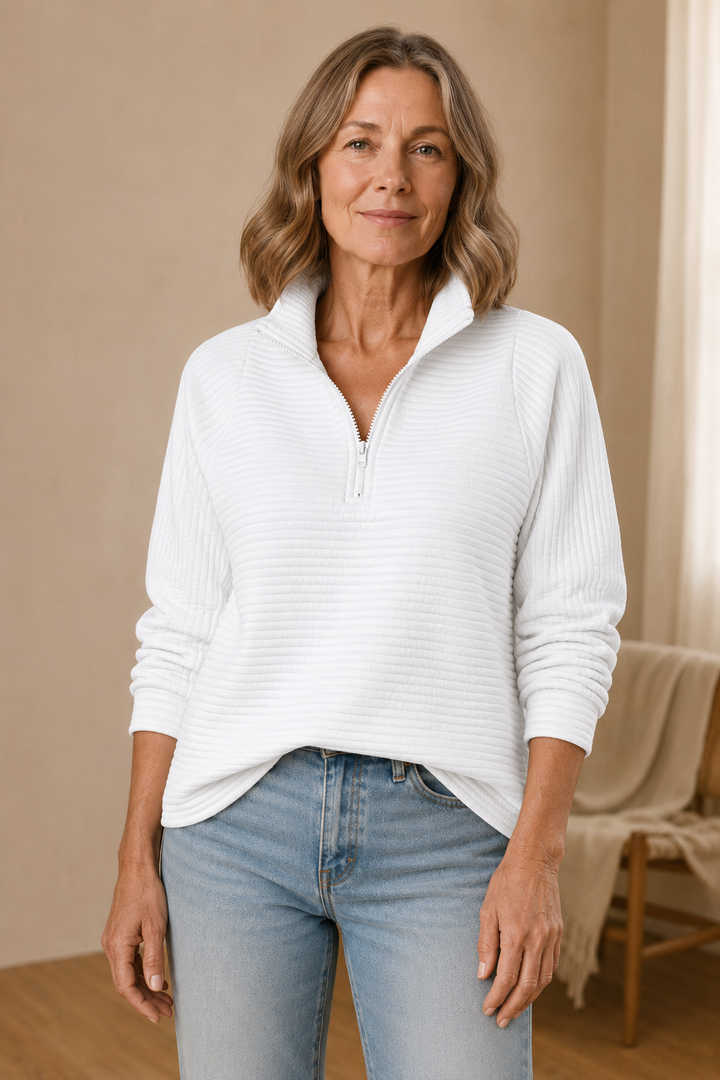 Women's Half-Zip Relaxed Sweatshirt - White