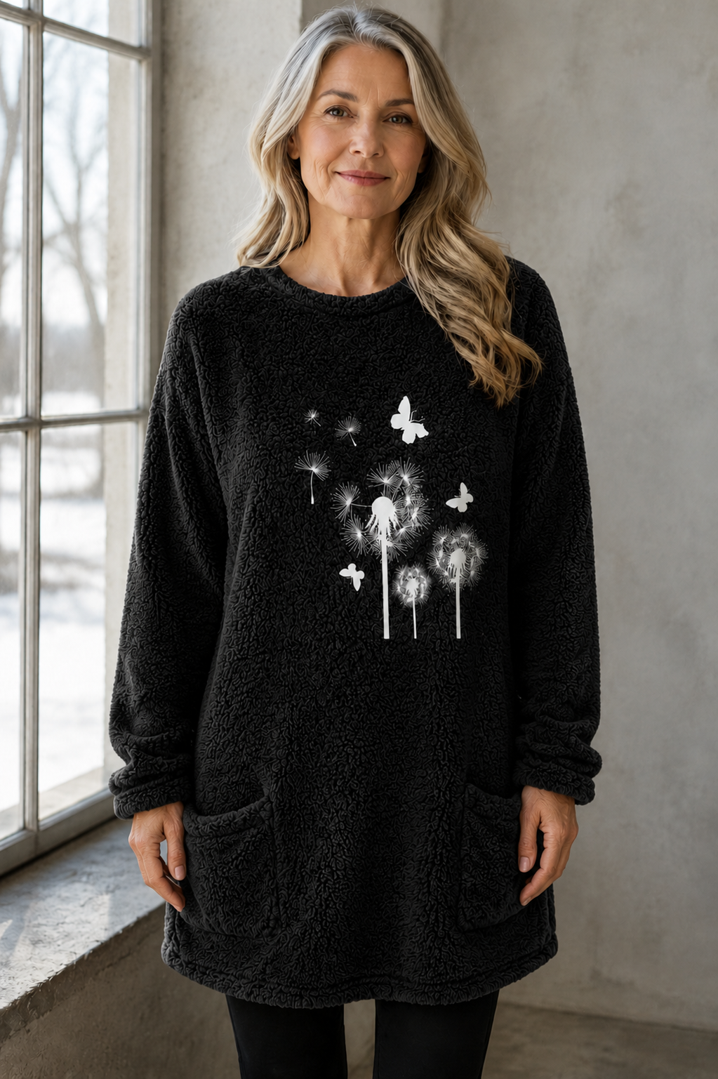 Harper | Reversible Fleece Sweatshirt - Black