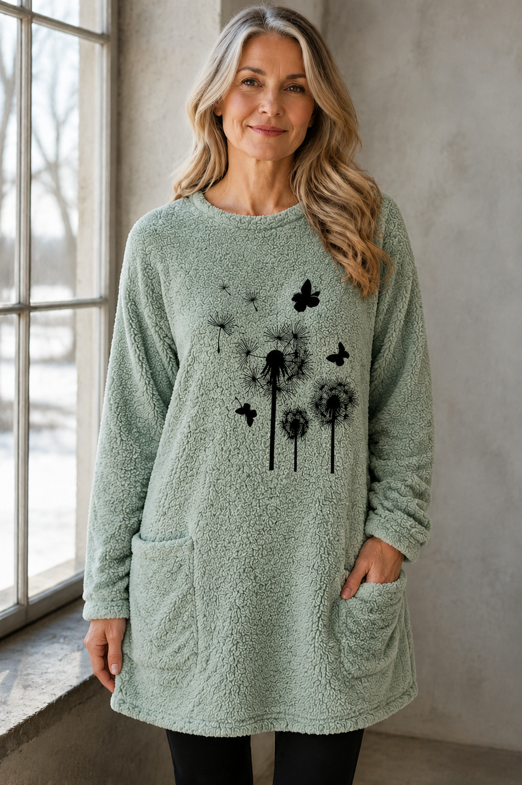 Harper | Reversible Fleece Sweatshirt - Light Green