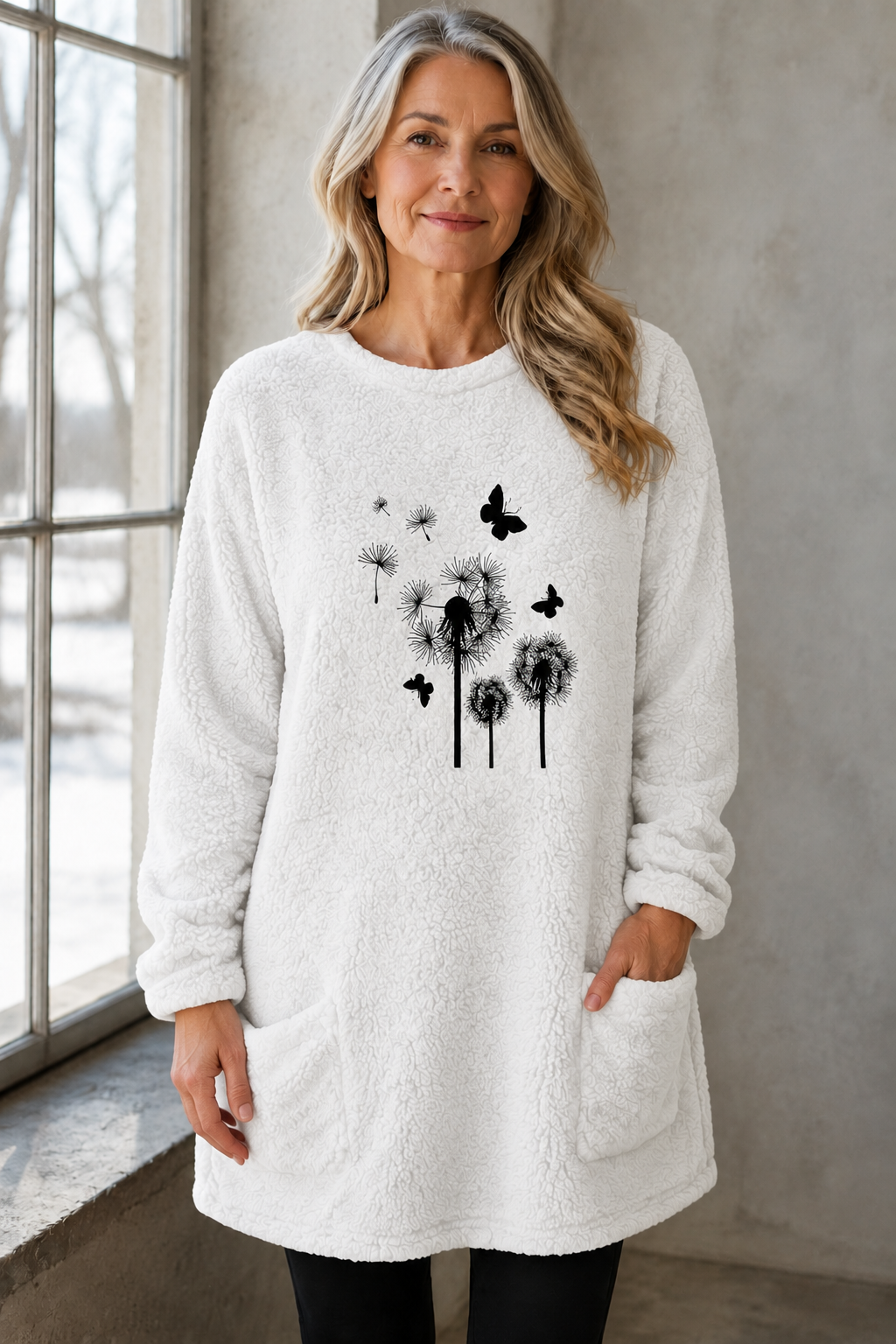 Harper | Reversible Fleece Sweatshirt - White