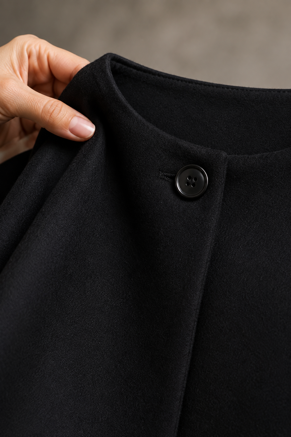 Henrietta | Collarless Winter Coat - fabric close-up
