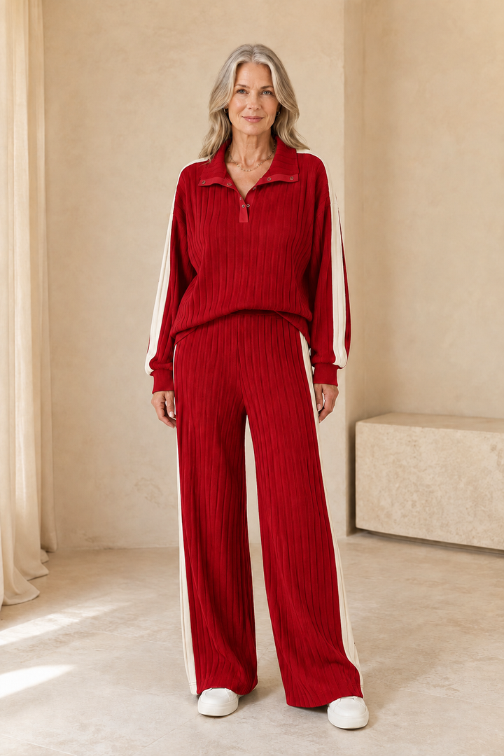 Hermance | Contrast Bound Two Piece Set - Red