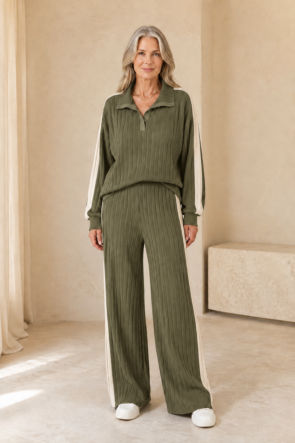 Hermance | Contrast Bound Two Piece Set - Olive