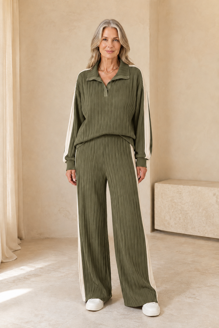 Hermance | Contrast Bound Two Piece Set - Olive