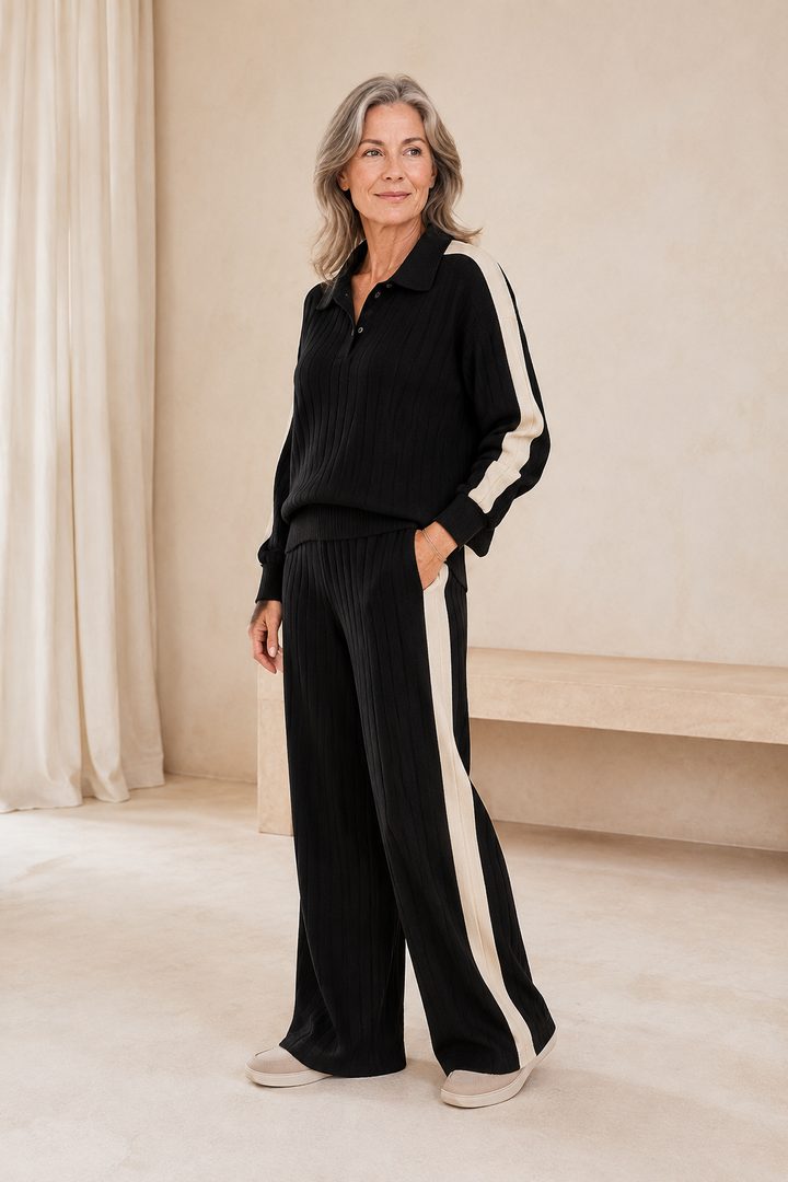 Hermance | Contrast Bound Two Piece Set - Black