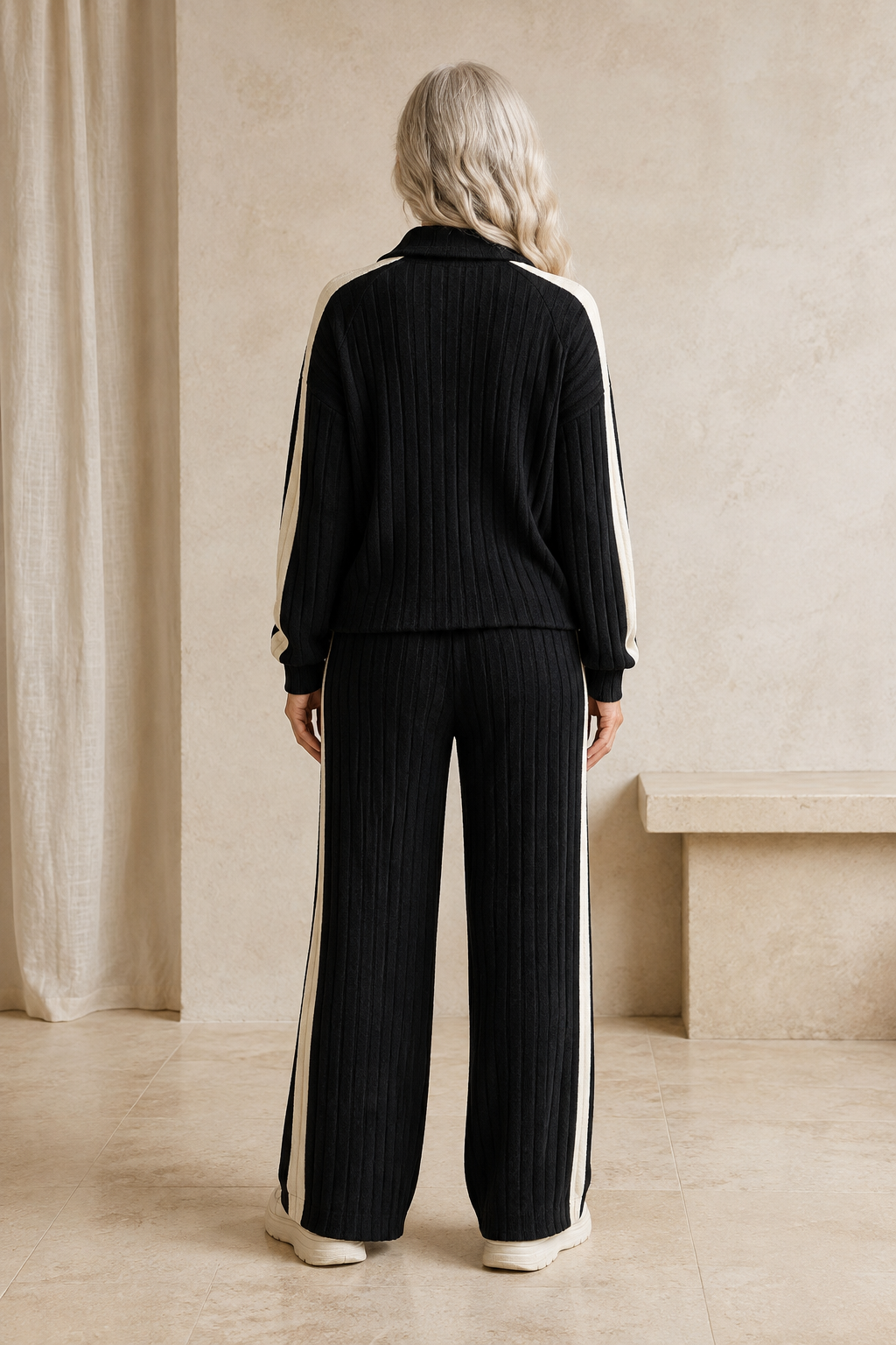 Hermance | Contrast Bound Two Piece Set - Black