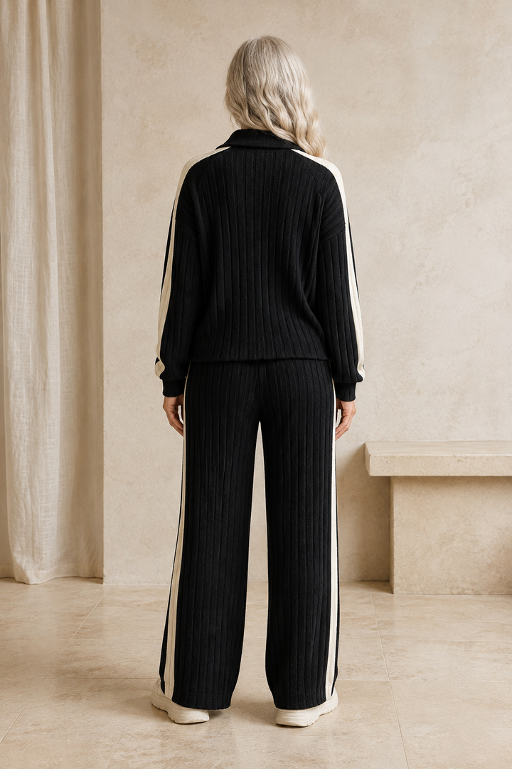 Hermance | Contrast Bound Two Piece Set - Black
