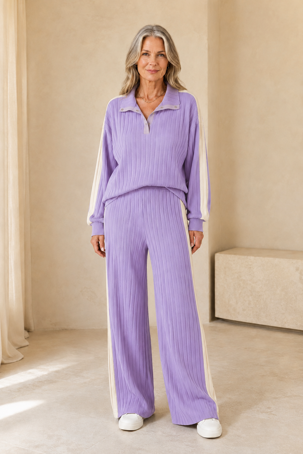 Hermance | Contrast Bound Two Piece Set - Light Purple