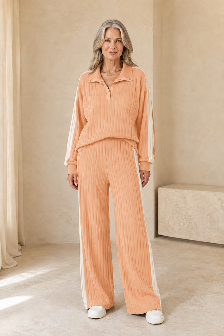 Hermance | Contrast Bound Two Piece Set - Apricot