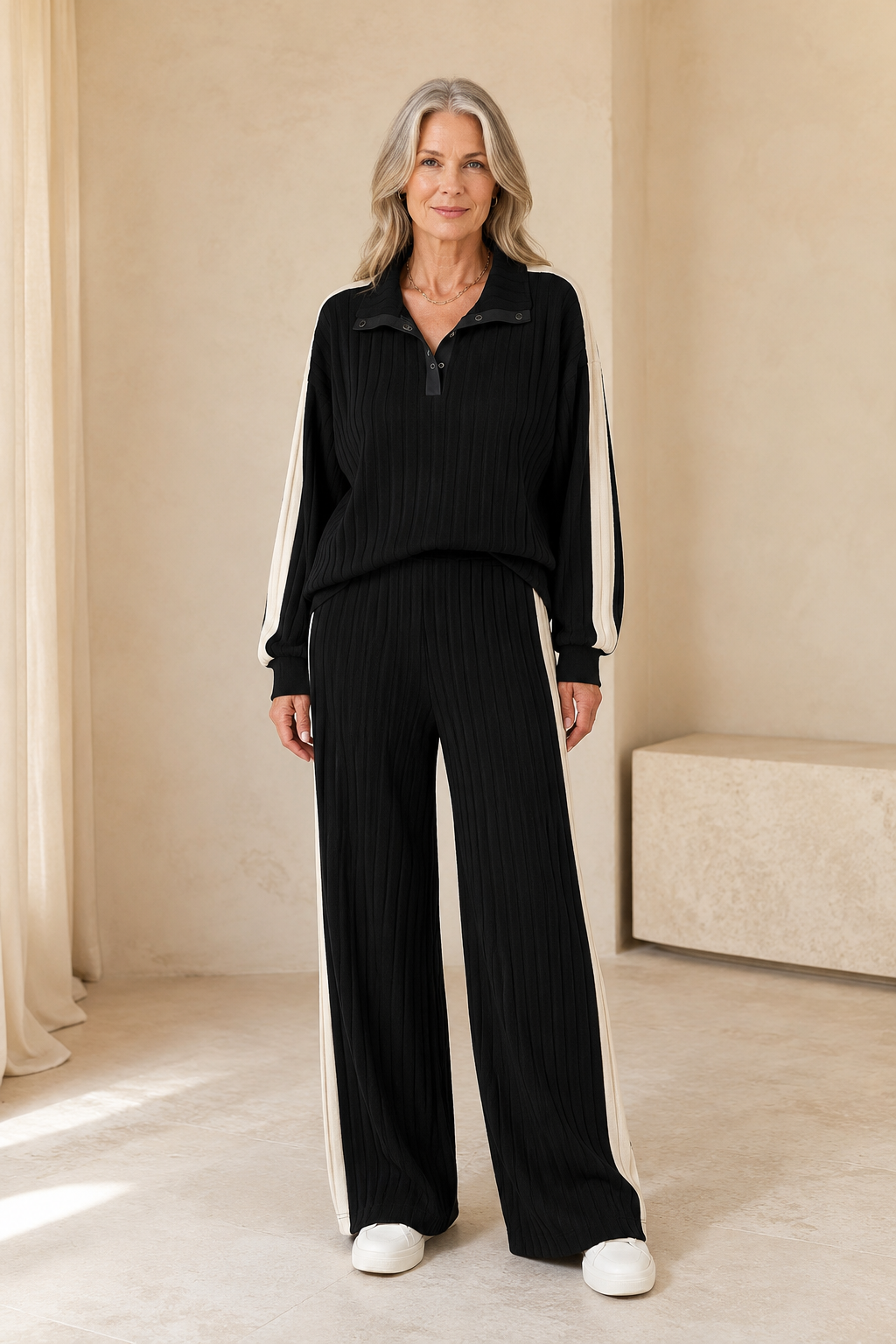 Hermance | Contrast Bound Two Piece Set - Black