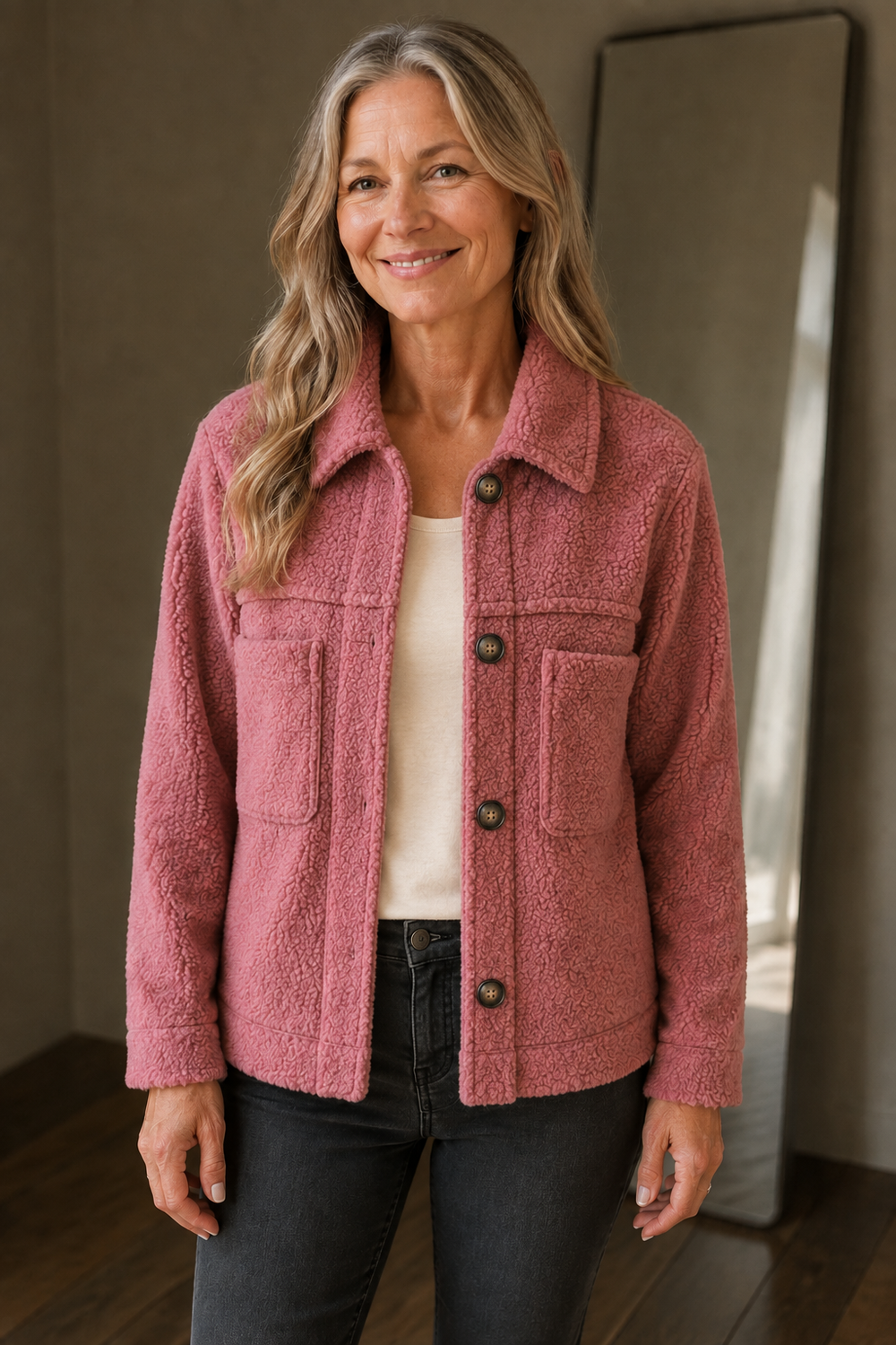 Hip Length Relaxed Jacket open