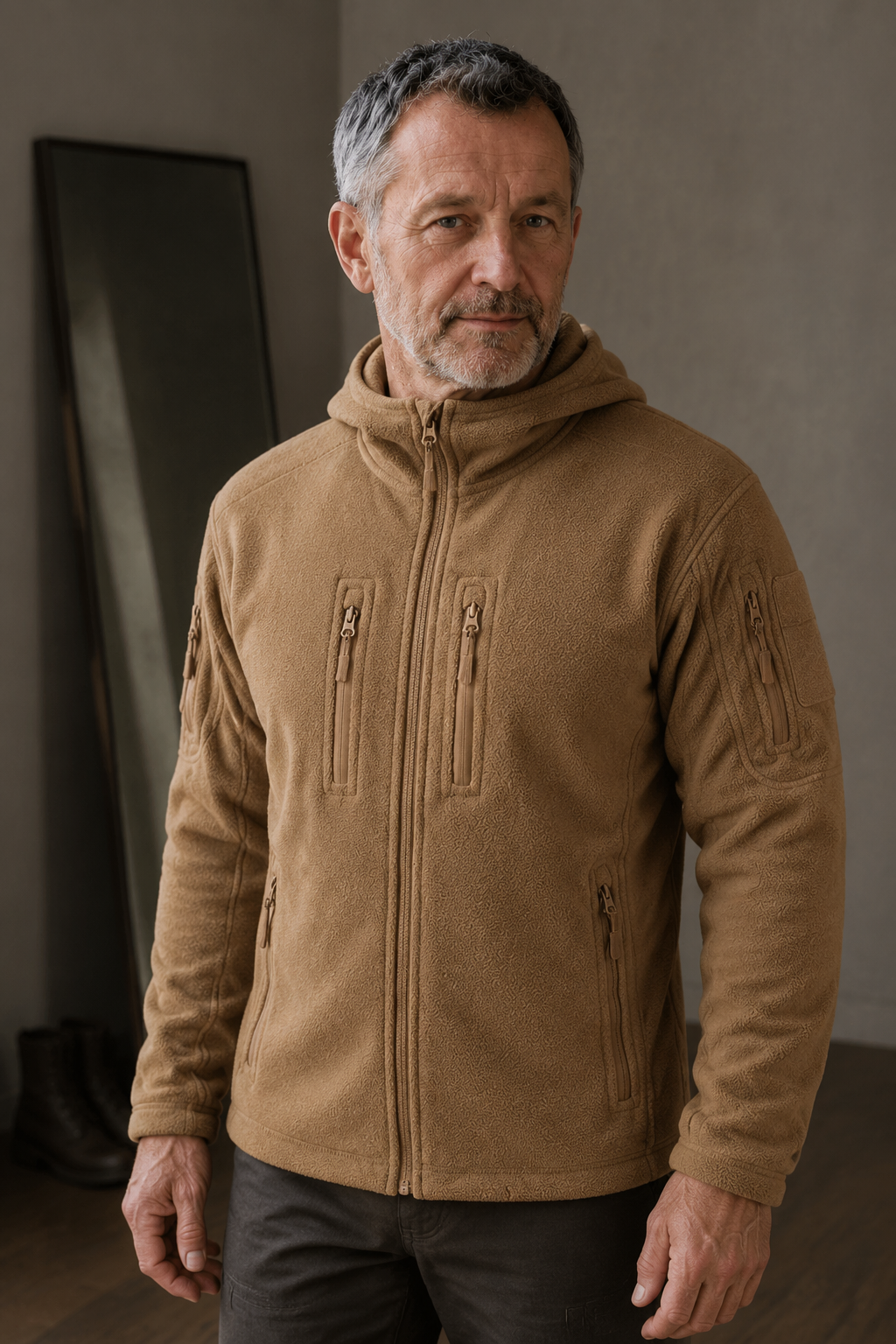 Hooded Tactical Fleece Jacket - close-up