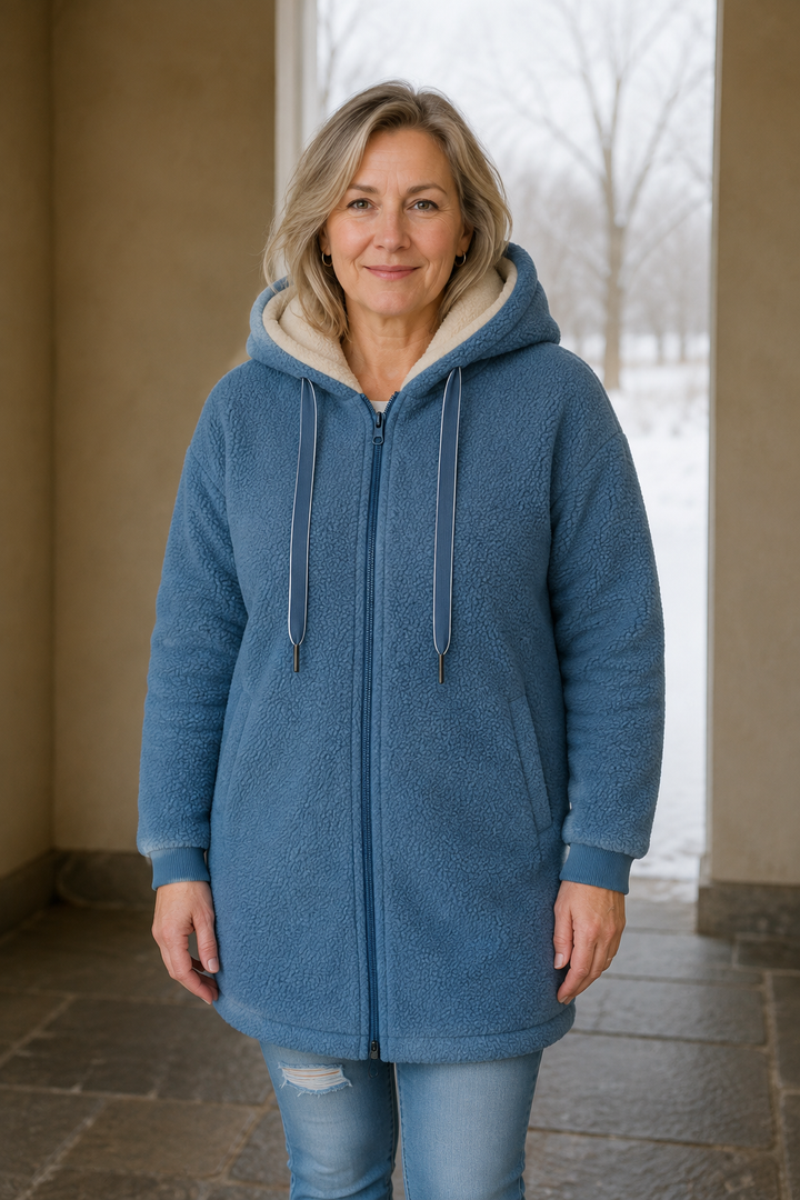 Hooded Zip Front Fleece Jacket closed